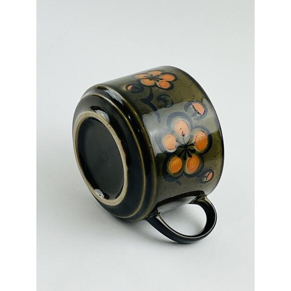 Vintage Otagiri Speckled Soup Coffee Mug Large Brown Orange Botanical Flower Cup - Picture 7 of 9